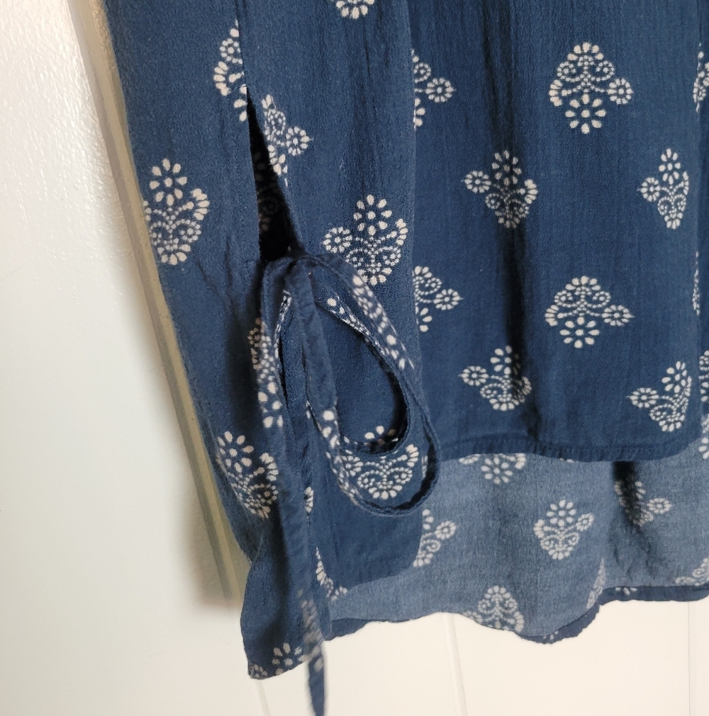 Madewell Skylight Side-Tie Top In Floral Retro Navy Pattern - Picture 5 of 11